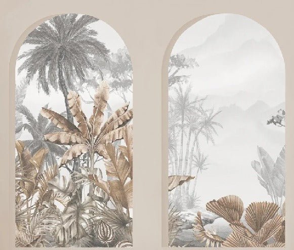 Sepia tropical arches wallpaper
