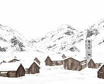 Papier peint village val d'Isère, XXL, tendance