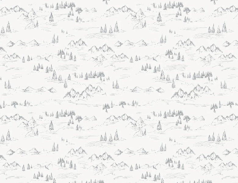 Papier peint illustration montagne et sapin, XXL, tendance