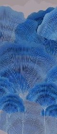 Papier peint contemporain ginkgo zen bleu