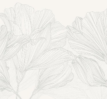 Papier peint panoramique gris et blanc valse des fleurs, XXL, tendance