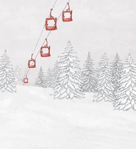 Papier peint montagne télécabine rouge