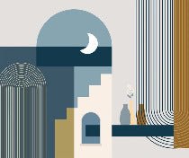 Papier peint arche bleu graphique