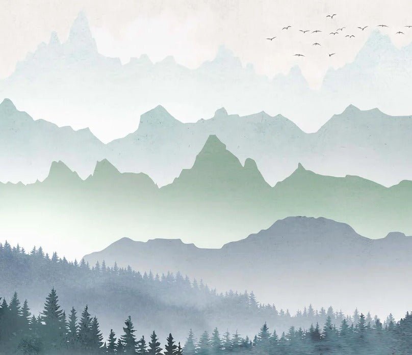 Papier peint brume matinale forêt, XXL, tendance