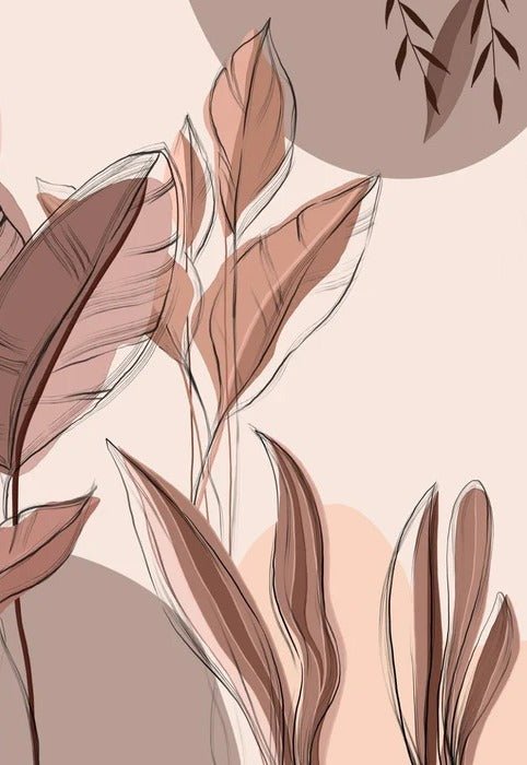 Papier peint panoramique végétal graphique, XXL, tendance