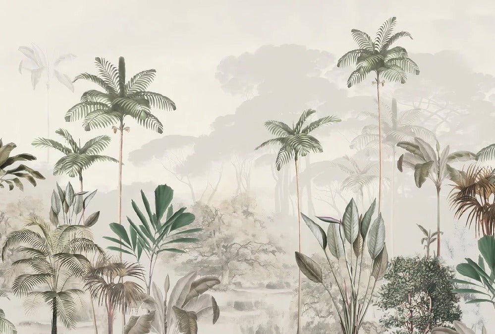 Panoramic jungle eden green wallpaper