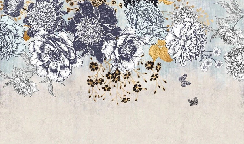Papier peint floral retro