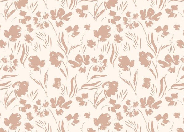 Papier peint fleur beige poudré