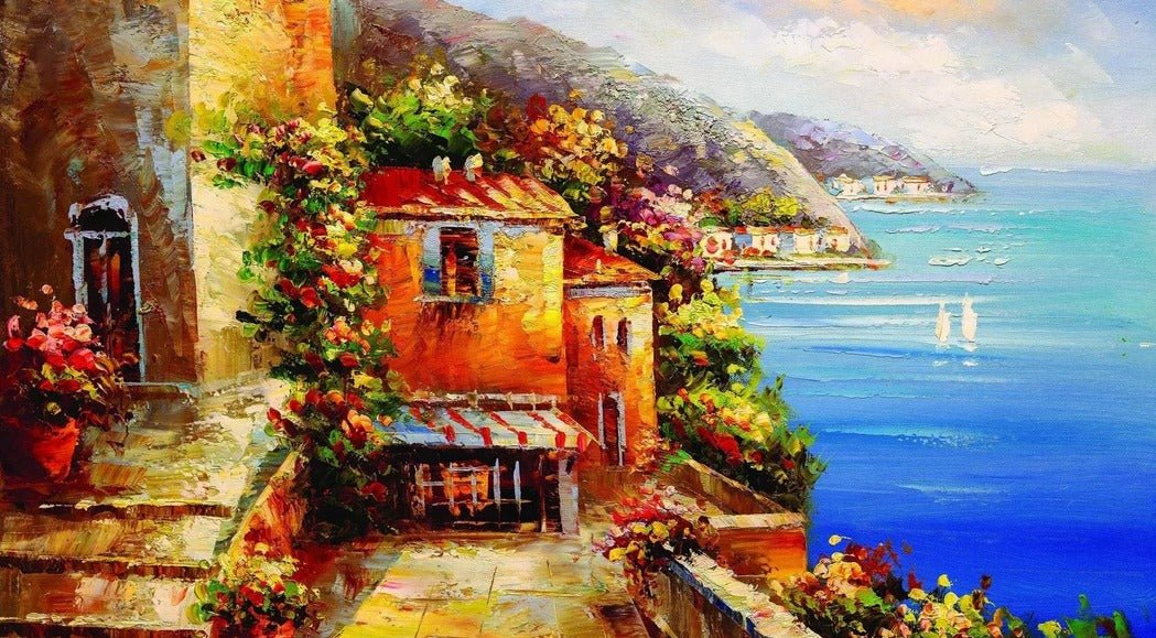 Papier peint village bord de mer, XXL, tendance