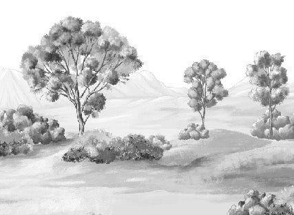Papier peint paysage poétique noir et blanc