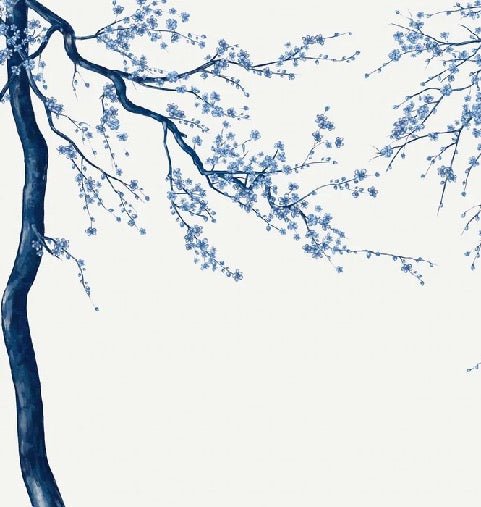 Papier peint panoramique fleur Sakura blanc, XXL, tendance