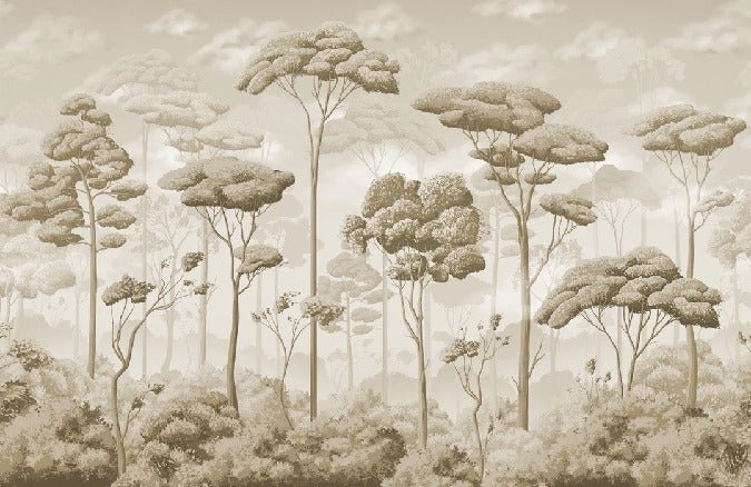 Papier peint panoramique pinède volupté sépia