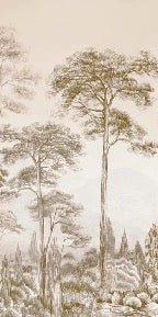 Papier peint nature pinède sépia
