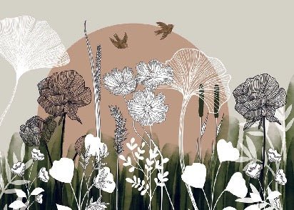 Panoramic floral wallpaper