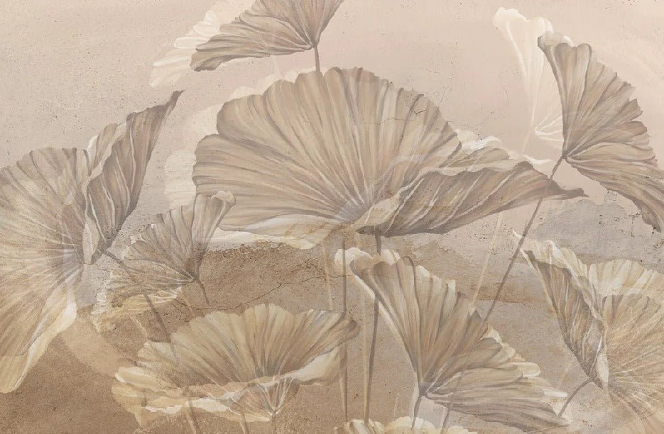 Papier peint panoramique lotus sepia