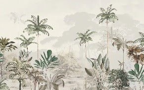 Panoramic jungle eden green wallpaper
