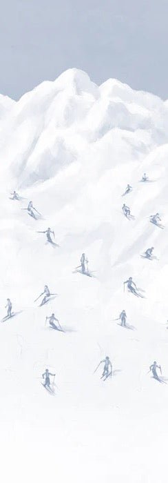 Papier peint montagne skieurs bleu