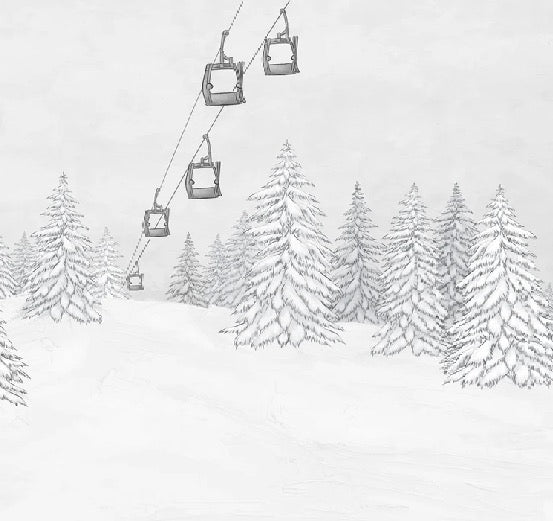 Papier peint montagne télécabine noir & blanc, XXL, tendance