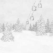 Papier peint montagnes télécabine bleu, XXL, tendance