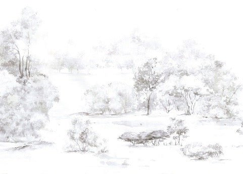 Papier peint forêt de pin aquarelle, XXL, tendance