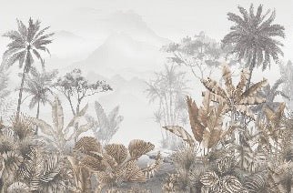 Papier peint restaurant tendance tropical sépia, XXL, tendance