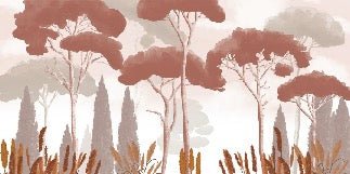 Terracotta cypress, pine and pampas grass wallpaper