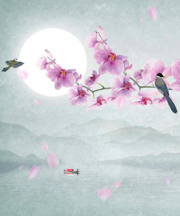 Papier peint panoramique intissé Orchidée, XXL, tendance