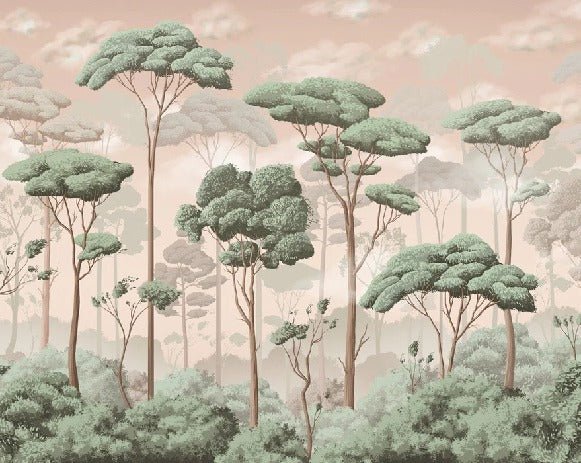 Papier peint panoramique pinède volupté jasmin, mural concept, tendance