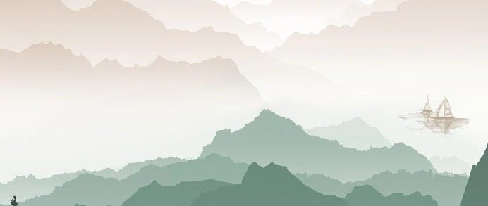 Papier peint montagne dans brume terracotta