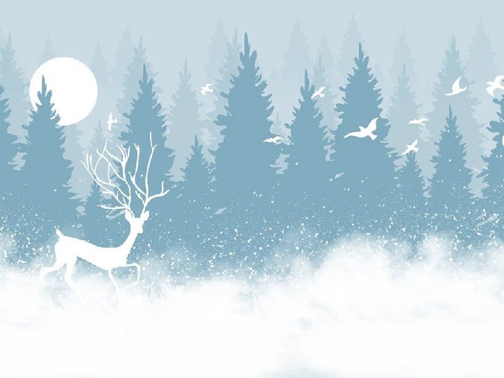 Papier peint panoramique Cerf forest in the mist, XXL, tendance