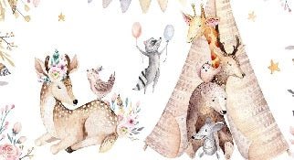 Papier peint panoramique chambre enfant craquant animaux
