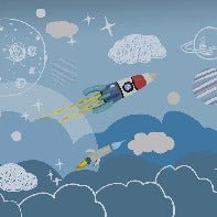 Papier peint enfant fusée espace spatiale