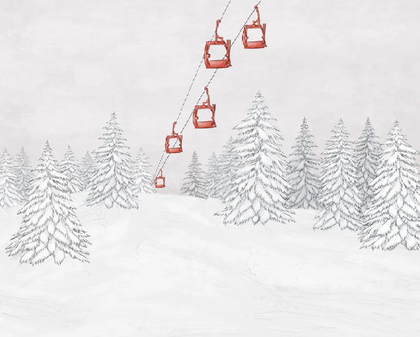 Papier peint montagne télécabine rouge, XXL, tendance