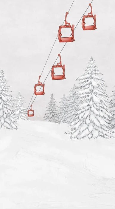 Papier peint montagne télécabine rouge