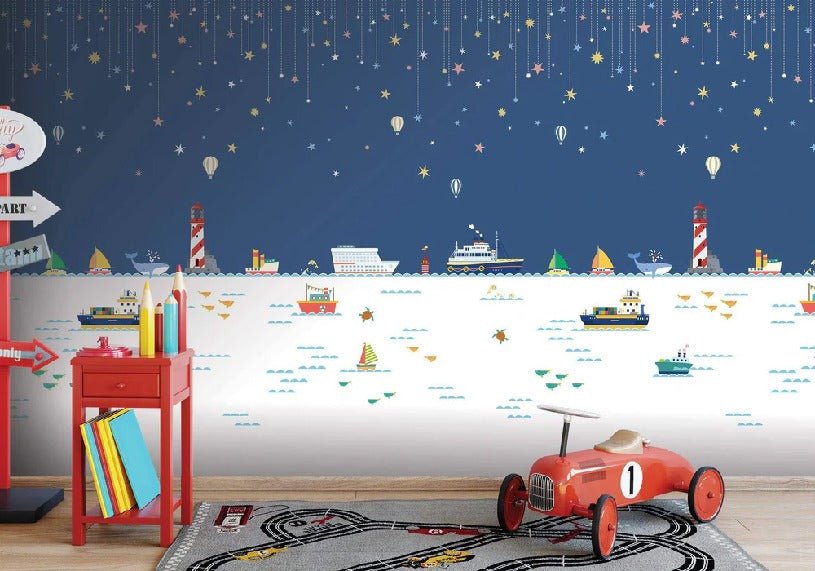Papier peint enfant mer bateau océan