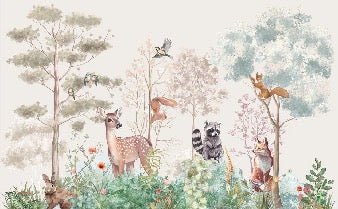 Papier peint chambre enfant nature magique beige