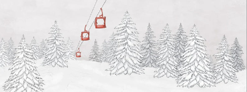 Papier peint montagne télécabine rouge
