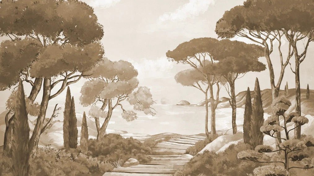 Papier peint balade dans les calanques monochrome, XXL, tendance