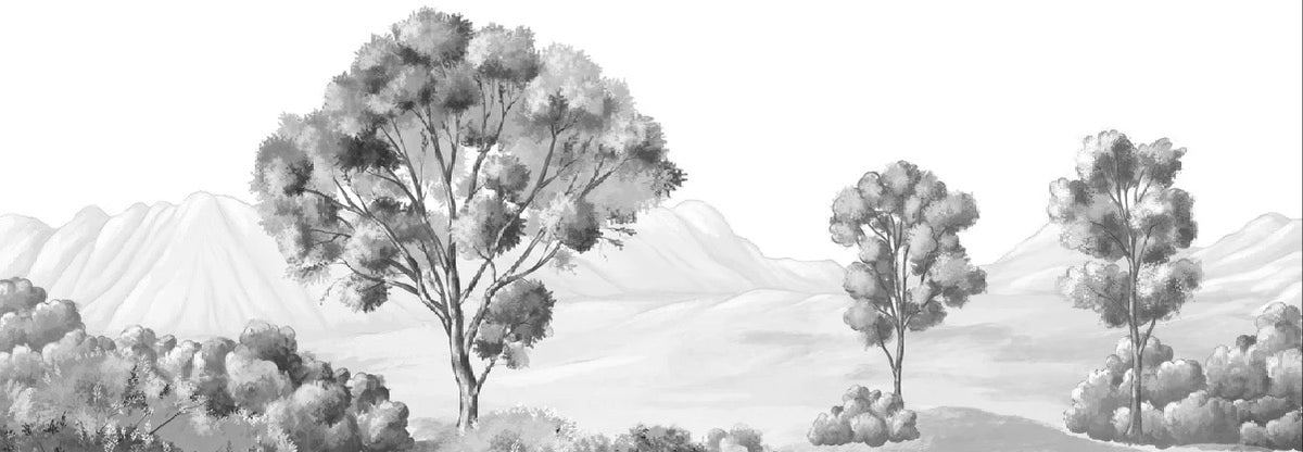 Papier peint paysage poétique noir et blanc