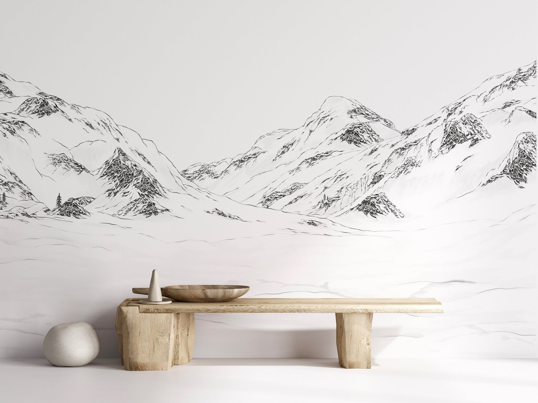 Papier peint val Isère noir et blanc, XXL, tendance