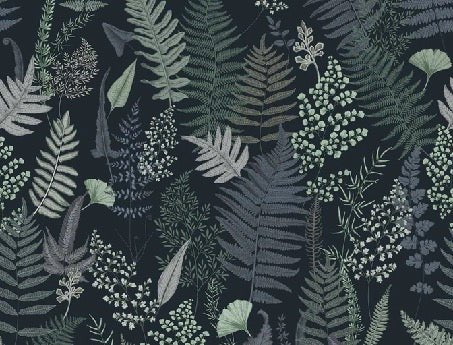 Dense leaf wallpaper navy blue