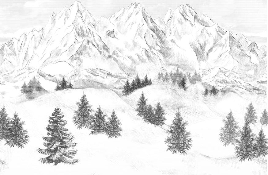 Papier peint montagne sommets de Chamonix, XXL, tendance