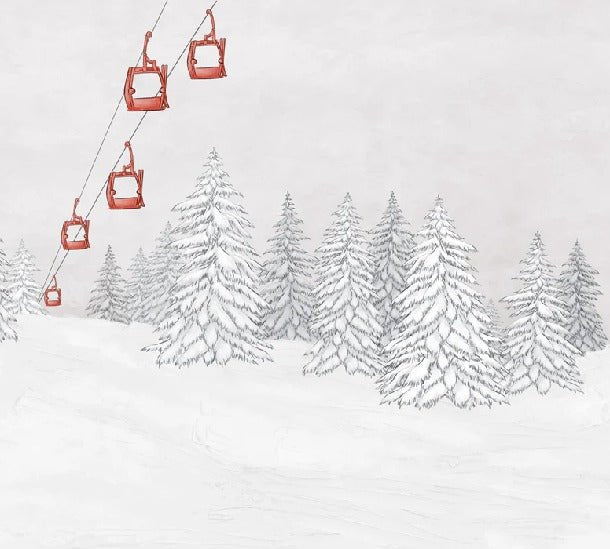 Papier peint montagne télécabine rouge