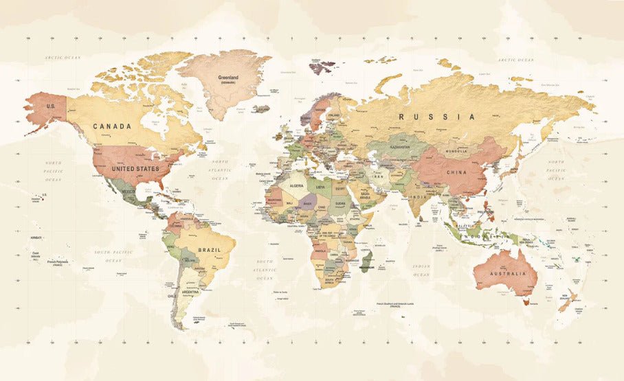 Papier peint panoramique carte du monde exploration