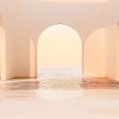 Panoramic sunset arch design wallpaper