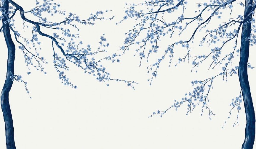 Papier peint panoramique fleur Sakura blanc