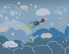 Papier peint enfant fusée espace spatiale