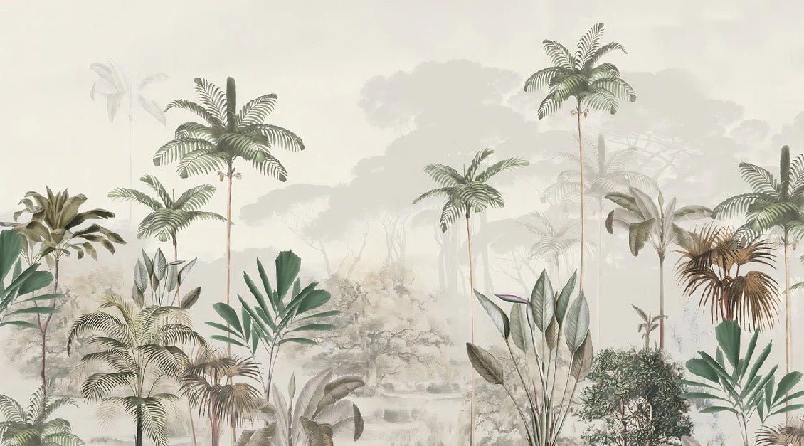 Panoramic jungle eden green wallpaper