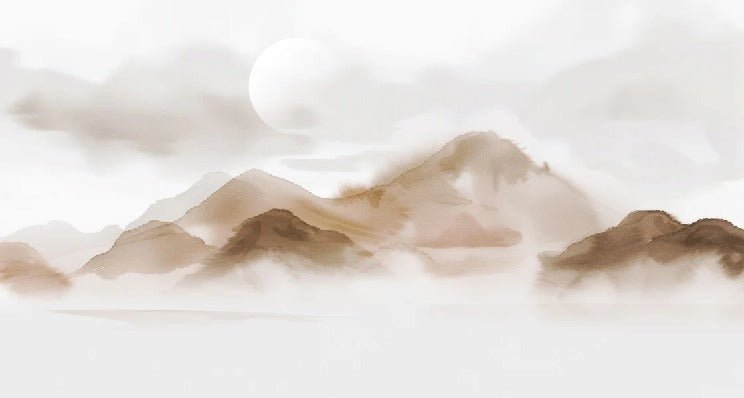Papier peint montagnes voilées – Lueur sépia