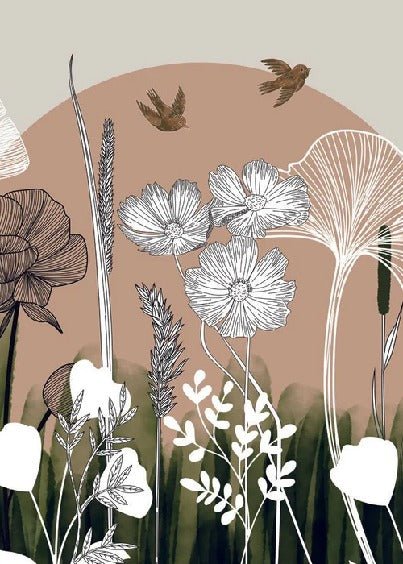 Papier peint panoramique illustration florale